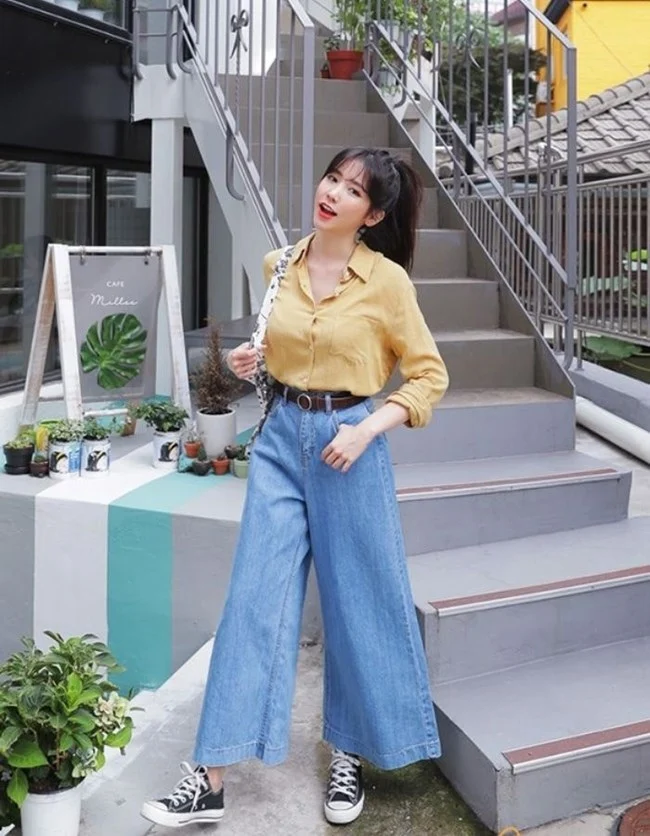 21 Cách phối đồ với quần jeans ống rộng siêu hack dáng, sành điệu