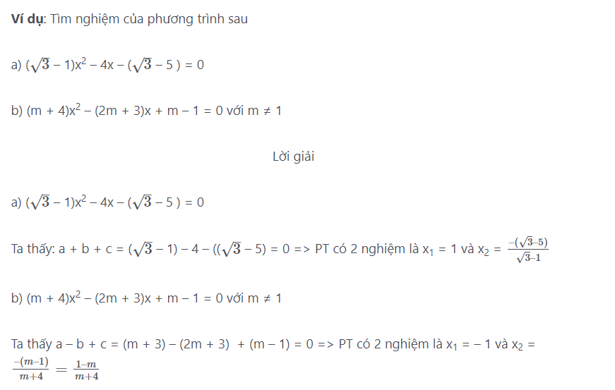 Các dạng bài hệ thức Viet (Có kèm ví dụ cụ thể)