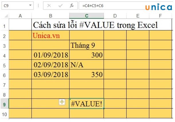 Hàm value là gì ?Cách sửa lỗi #value trong Excel chính xác nhất