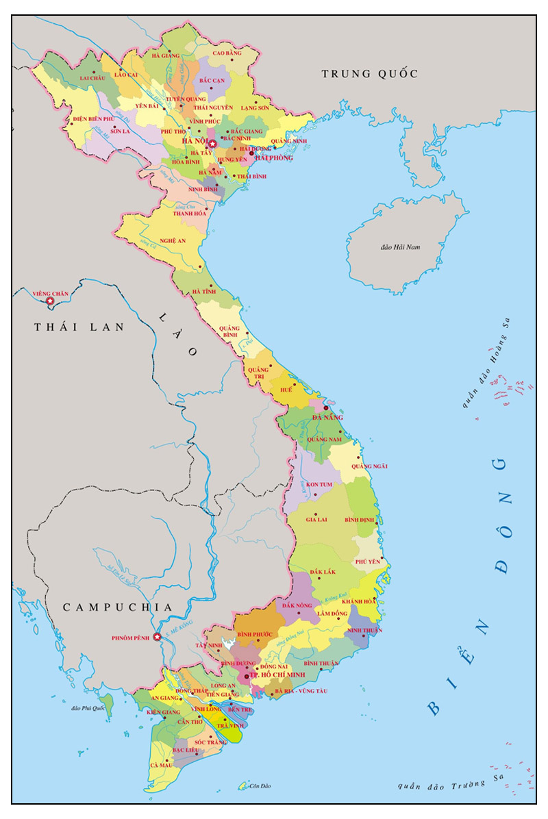 Bản đồ Việt Nam và bản đồ hành chính 63 tỉnh thành mới nhất