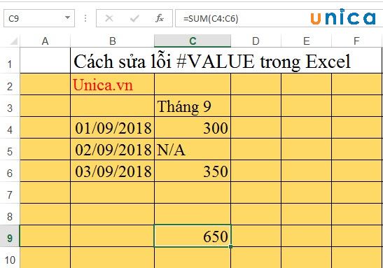 Hàm value là gì ?Cách sửa lỗi #value trong Excel chính xác nhất