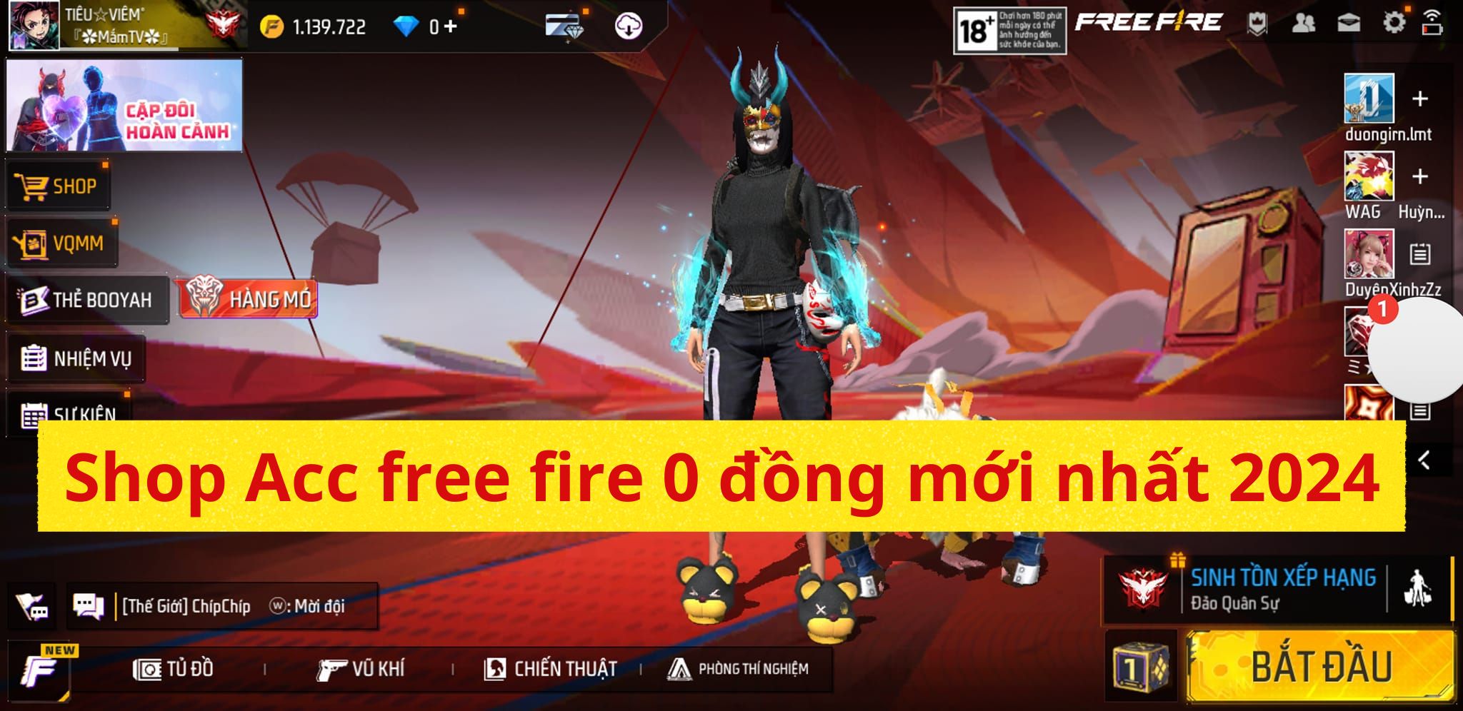 Shop Acc free fire 0 đồng mới nhất 2024