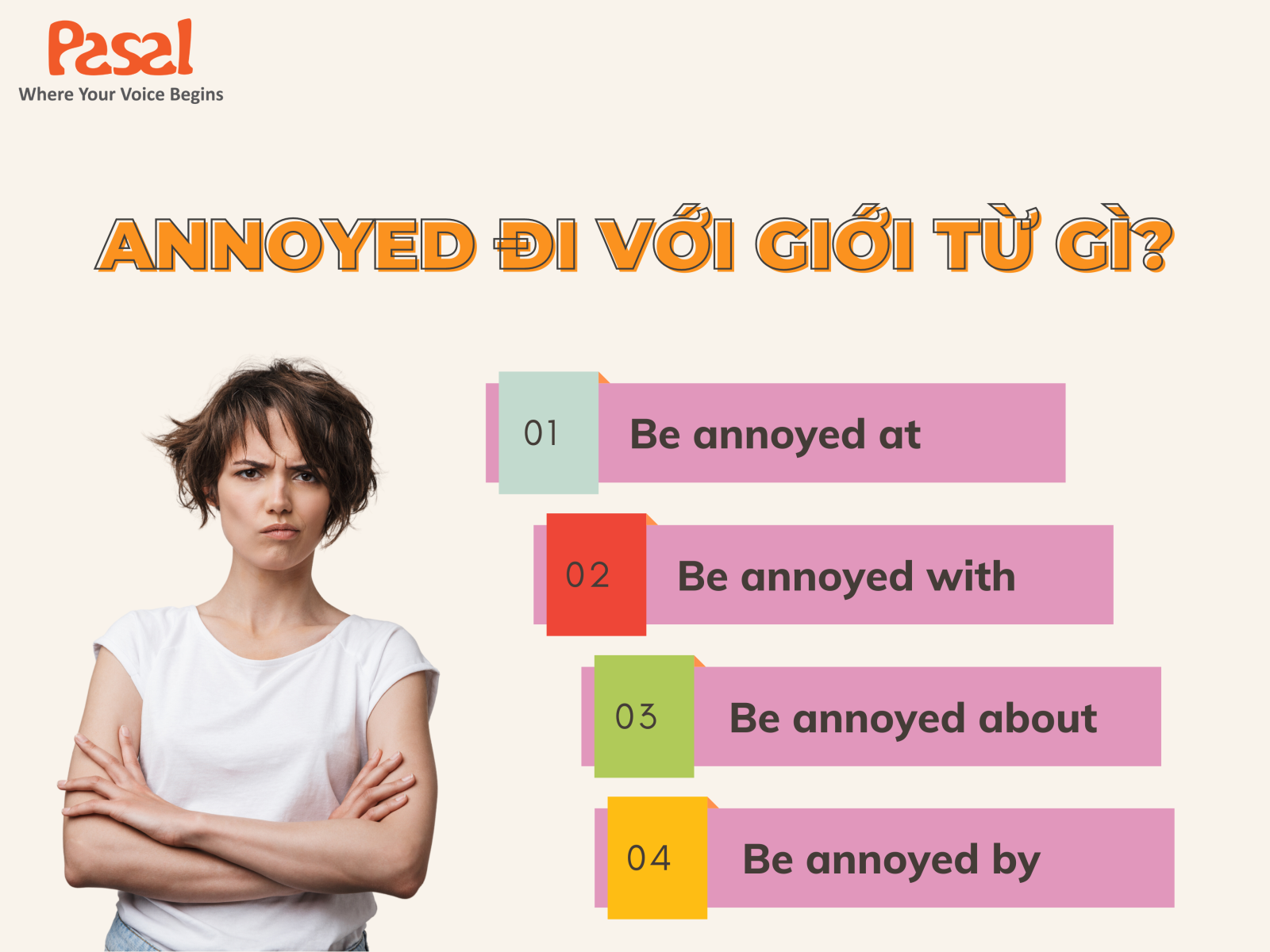 Annoyed đi với giới từ gì? Tất cả cấu trúc và cách dùng chi tiết nhất