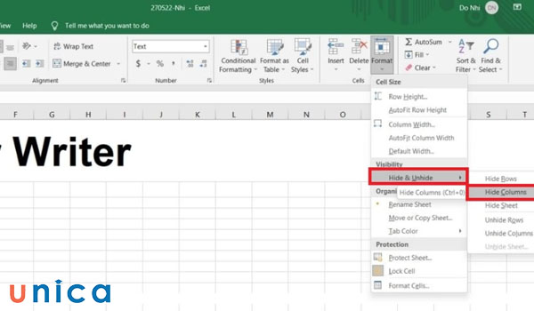 Cách ẩn dòng và ẩn cột trong excel chi tiết, nhanh chóng