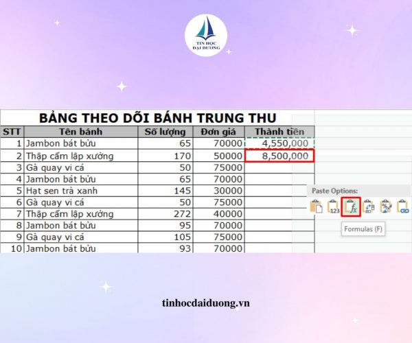 Hướng dẫn chi tiết 02 Cách copy công thức trong Excel