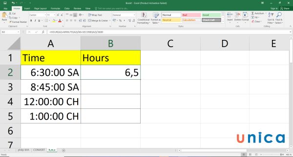 Cách chuyển thời gian thành giờ, cách đổi giờ ra phút trong Excel