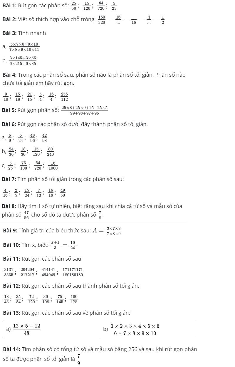 5 Cách rút gọn phân số toán lớp 4 và hướng dẫn giải chi tiết