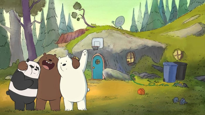 Bức tranh nền We Bare Bears đẹp lung linh