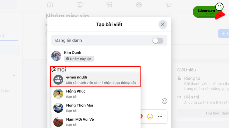 Hướng dẫn cách tag tất cả thành viên trong group facebook