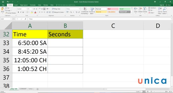 Cách chuyển thời gian thành giờ, cách đổi giờ ra phút trong Excel