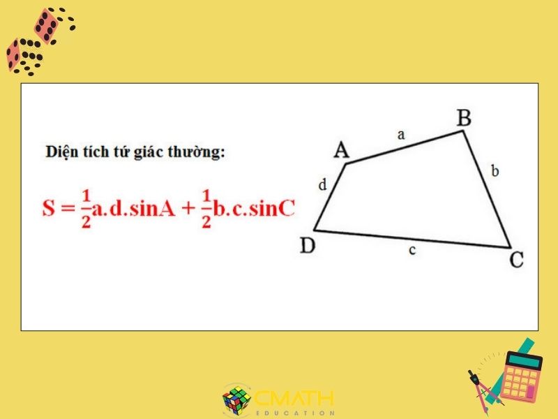 Công thức tính diện tích tứ giác và hướng dẫn bài tập đi kèm