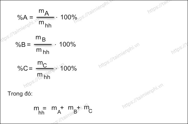 Cách tính tỷ lệ phần trăm khối lượng, công thức tiêu chuẩn giáo trình