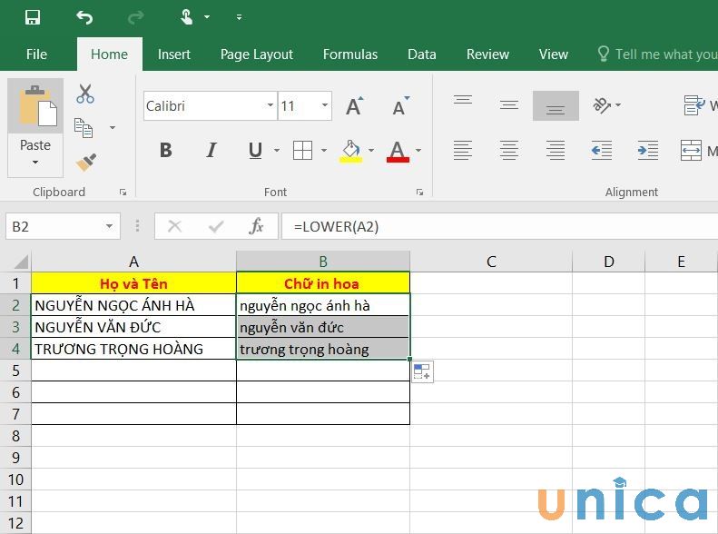 7 cách đổi chữ thường thành chữ hoa trong excel nhanh chóng