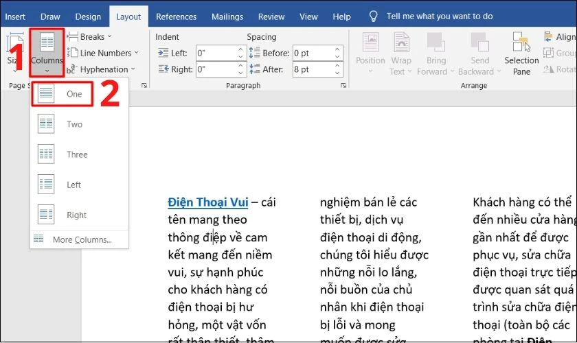 Tổng hợp cách chia văn bản thành nhiều cột trong Word