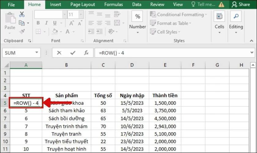 Cách chèn thêm hàng trong Excel đơn giản siêu nhanh