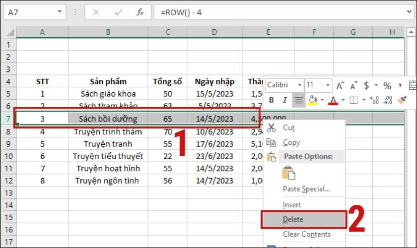 Cách chèn thêm hàng trong Excel đơn giản siêu nhanh