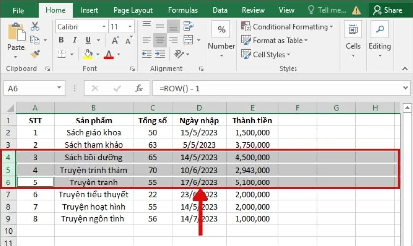 Cách chèn thêm hàng trong Excel đơn giản siêu nhanh