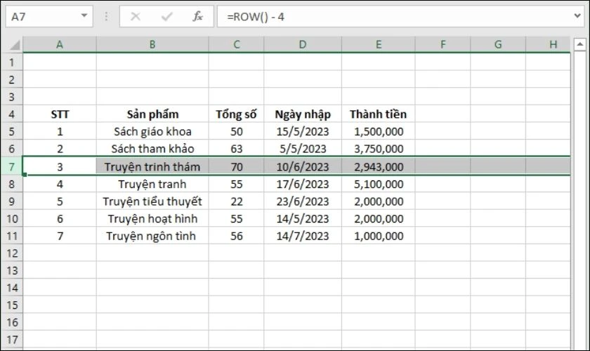 Cách chèn thêm hàng trong Excel đơn giản siêu nhanh