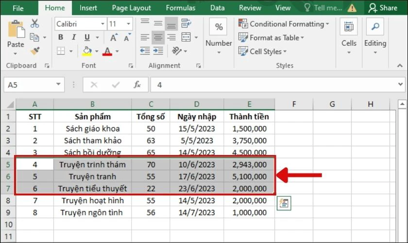 Cách chèn thêm hàng trong Excel đơn giản siêu nhanh