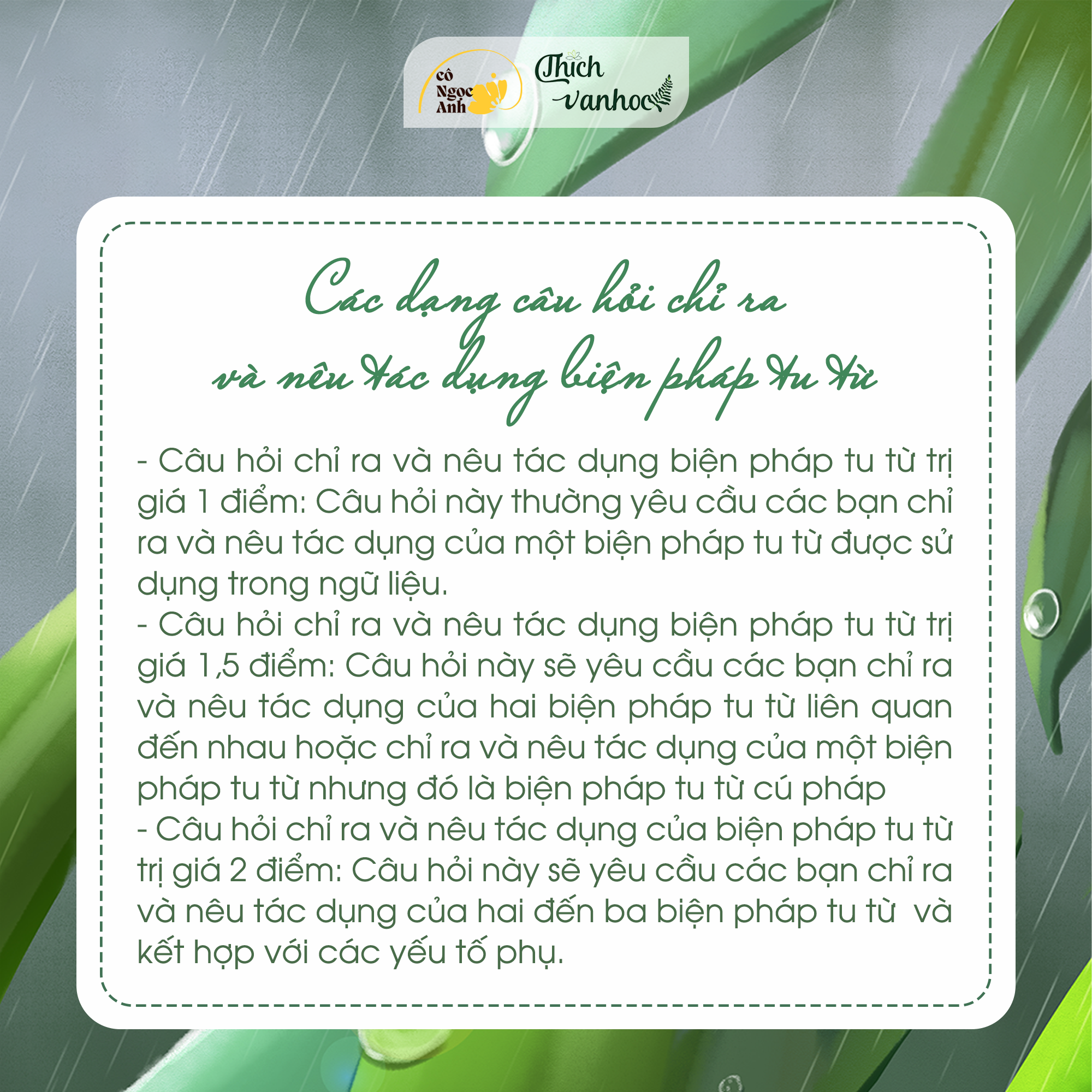 Ăn trọn điểm câu hỏi chỉ ra và nêu tác dụng biện pháp tu từ