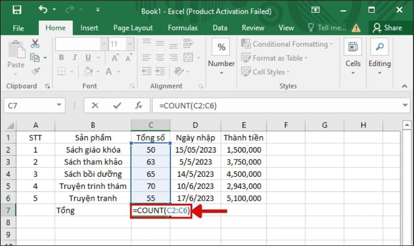 Tất tần tật về cách sử dụng hàm COUNT trong Excel đơn giản