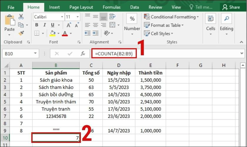 Tất tần tật về cách sử dụng hàm COUNT trong Excel đơn giản