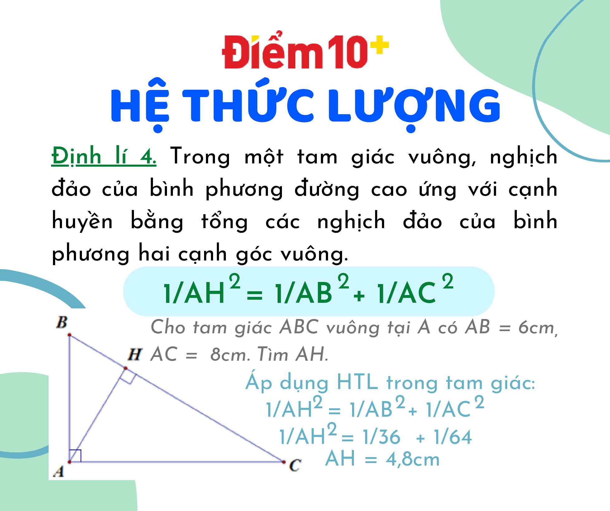 Hệ Thức Lượng Trong Tam Giác Vuông Lớp 9 (đầy đủ)