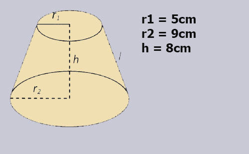 Công thức tính diện tích xung quanh hình nón cụt, diện tích toàn phần hình nón cụt, thể tích hình nón cụt