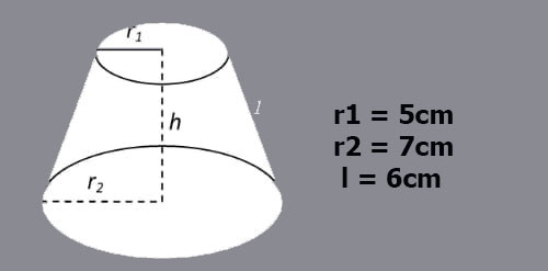 Công thức tính diện tích xung quanh hình nón cụt, diện tích toàn phần hình nón cụt, thể tích hình nón cụt