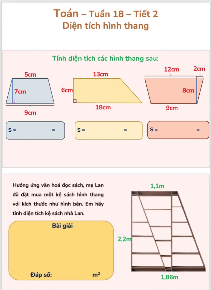 Cách tính diện tích hình thang & bài tập thực hành kèm đáp án chi tiết