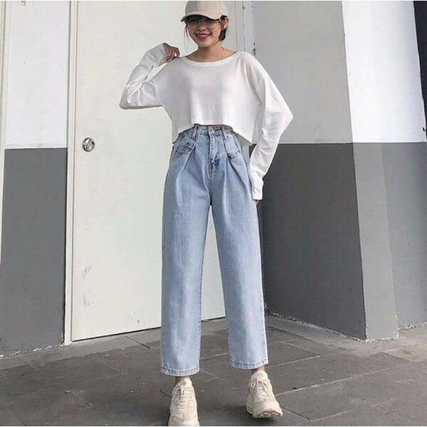 15 cách phối đồ với quần baggy jeans nữ cá tính cực tôn dáng