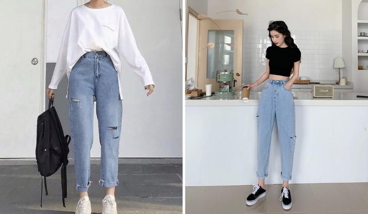 15 cách phối đồ với quần baggy jeans nữ cá tính cực tôn dáng