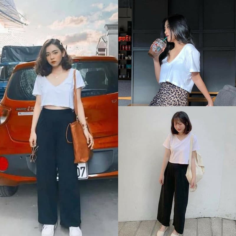 6 cách phối đồ với áo croptop rộng