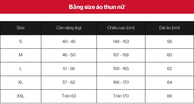 Bảng size áo nữ mới nhất 2022 và cách chọn size áo chuẩn nhất