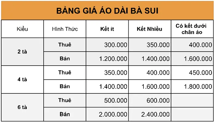 Album áo dài bà sui mới, Bảng giá thuê áo dài sui - Hoài Giang shop