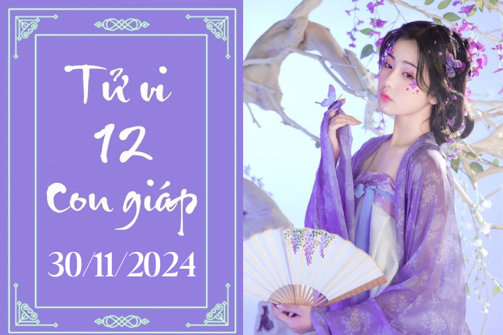 Tử vi 12 con giáp hôm nay ngày 30/11/2024: Tý chậm trễ, Ngọ phát triển   