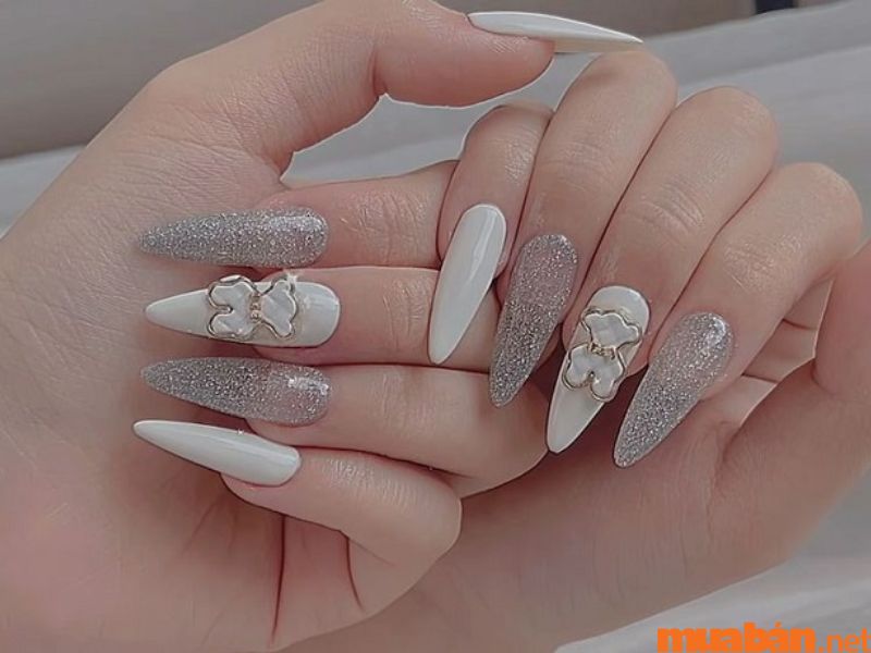 101+ mẫu nail trắng đính đá đẹp và không bị lỗi thời