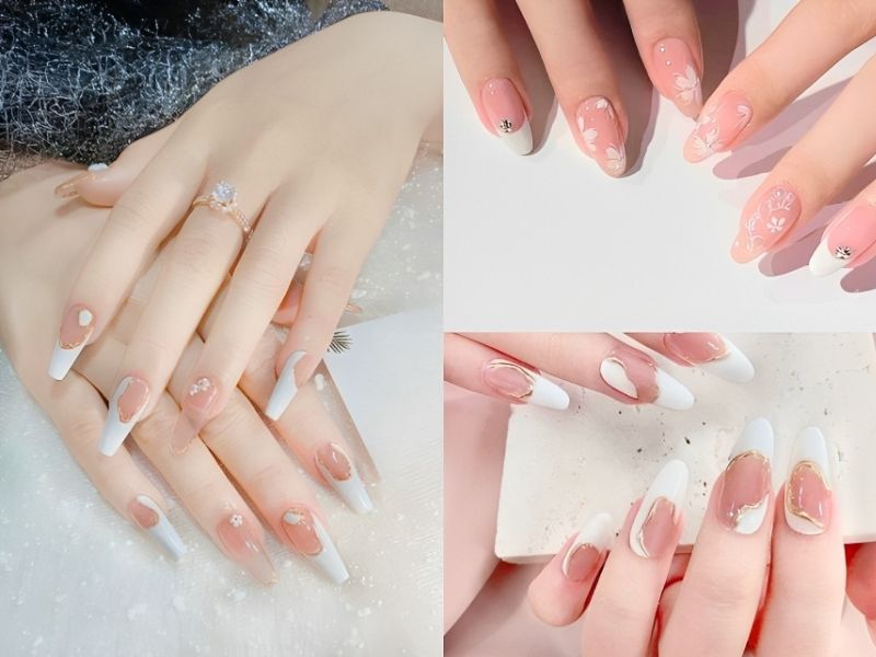 Top 10+ mẫu nail cô dâu màu trắng sang trọng nhất hiện nay