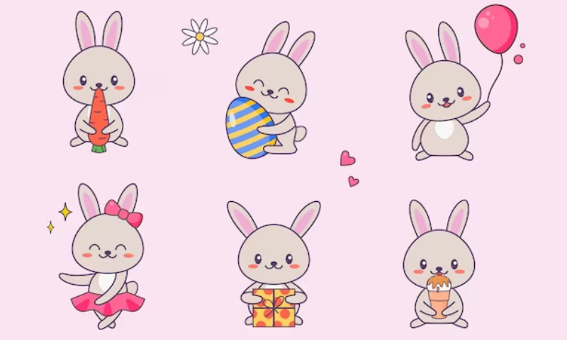 15 Mẫu sticker thỏ cute dễ thương ấn tượng 2024