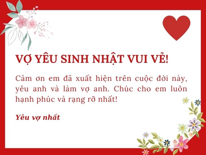 100 lời chúc mừng sinh nhật vợ hay và ý nghĩa nhất