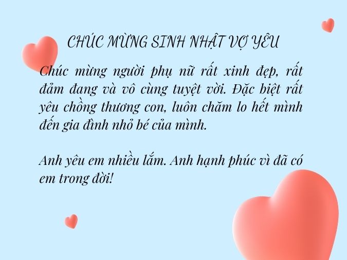 100 lời chúc mừng sinh nhật vợ hay và ý nghĩa nhất