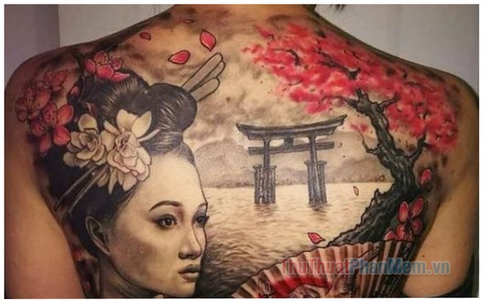 Top 100+ Mẫu Hình xăm Geisha hoa Anh Đào đẹp