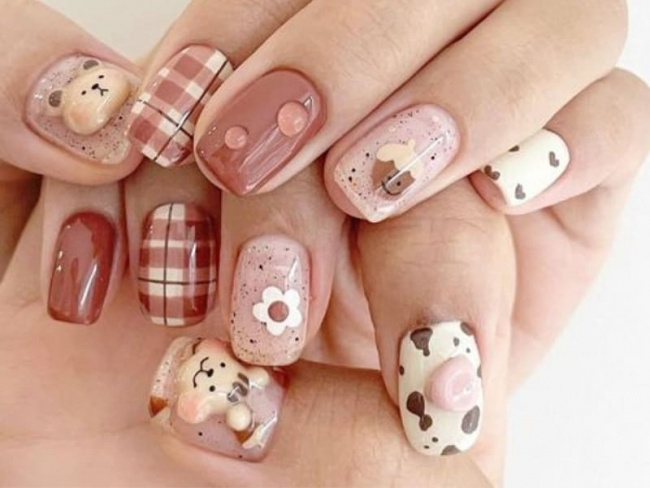 Top 50 mẫu nail Gấu Brown dễ thương cho phái đẹp