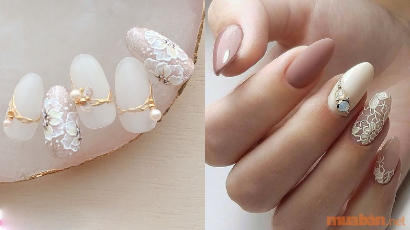 Top 10 mẫu nail cô dâu màu trắng nhẹ nhàng, sang trọng