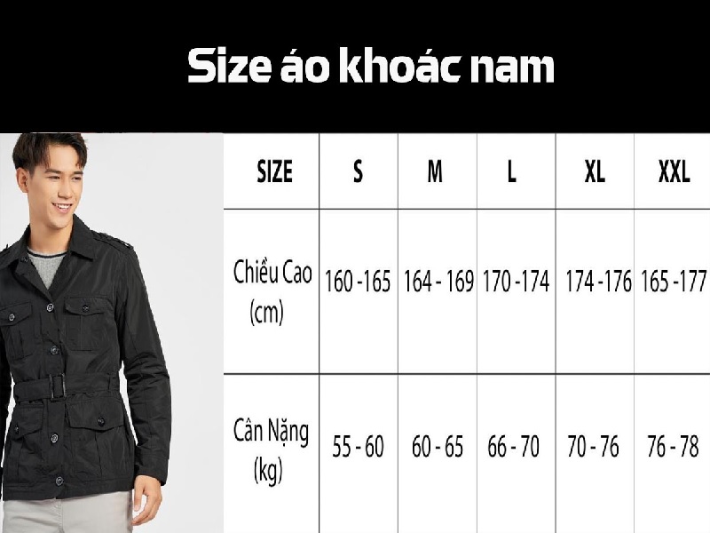 Hướng dẫn chọn size áo khoác nam chẩn xác đến từng cm