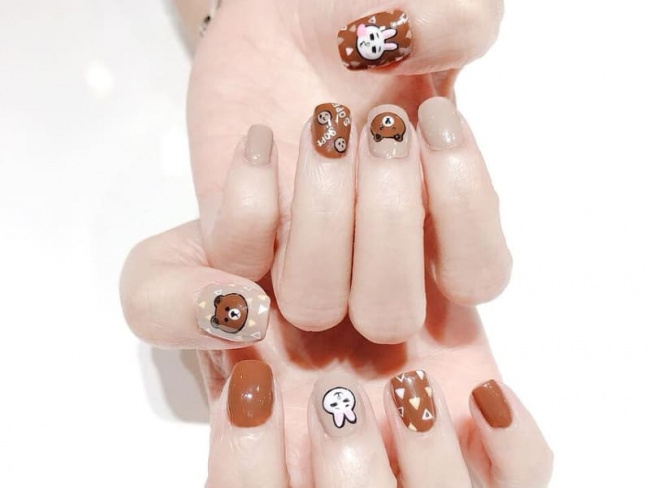 Top 50 mẫu nail Gấu Brown dễ thương cho phái đẹp