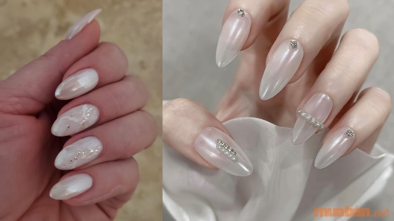 Top 10 mẫu nail cô dâu màu trắng nhẹ nhàng, sang trọng