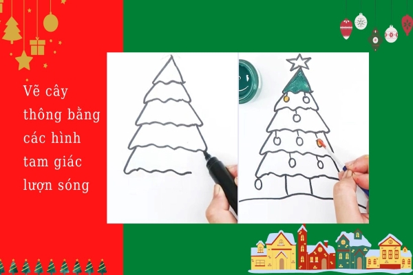 10+ cách vẽ cây thông Noel cực đơn giản mẹ có thể hướng dẫn cho bé