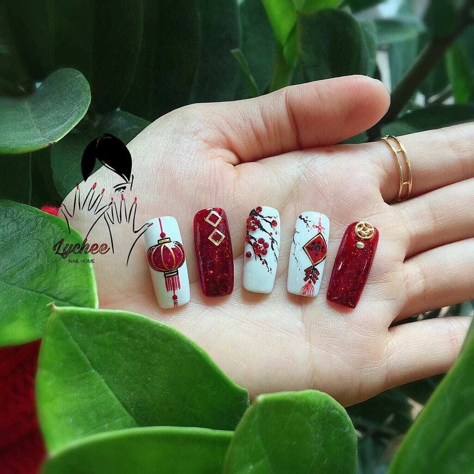 Mẫu Nail Đỏ Tết - Dịch Vụ Tại Nhà Hà Nội