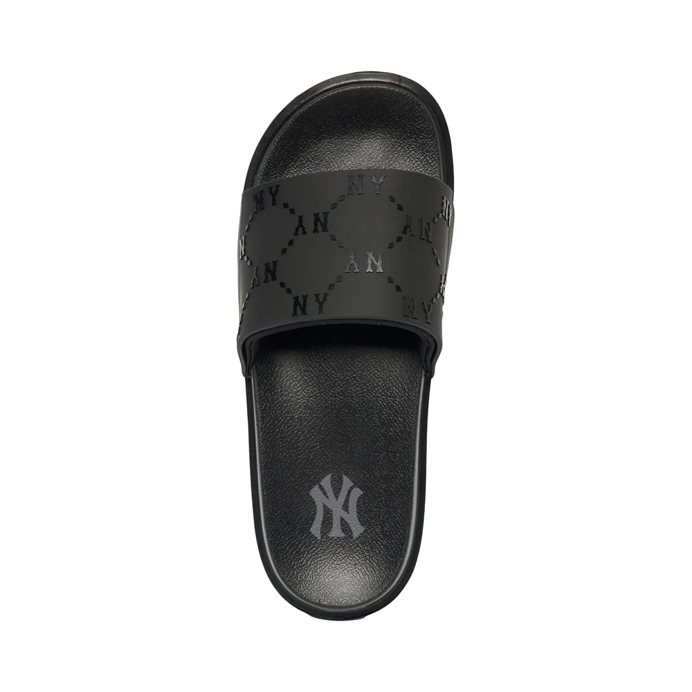 0790 - HÀNG CHÍNH HÃNG - DÉP QUAI NGANG MLB CHUNKY MOUND DIA MONOGRAM NEW YORK YANKEES MÀU ĐEN - *BLACK* - CODE: 3ALPAC123-50BKS